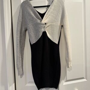 Elegant Black and White Knit Dress